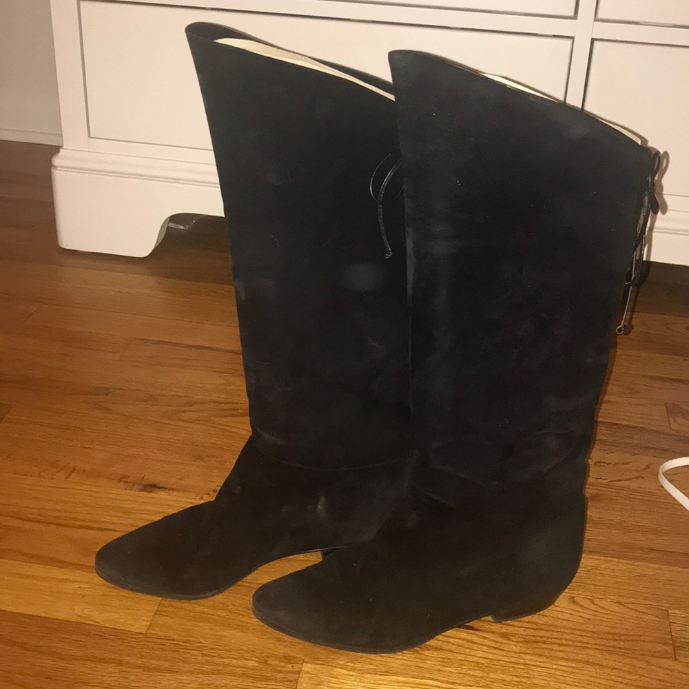 Vintage Galo black suede knee high boots size 9.5
